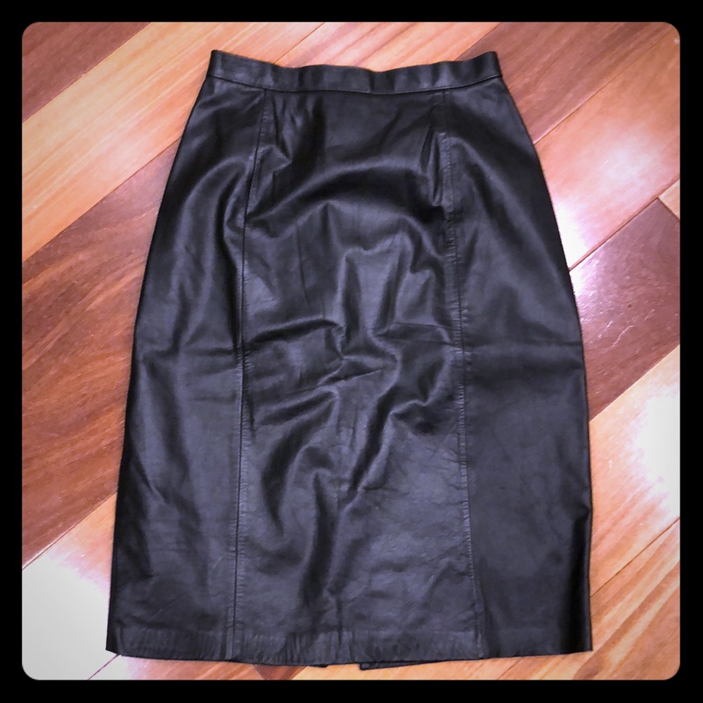 Black leather skirt date night Y2K pencil